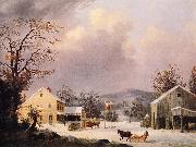 George Henry Durrie Jones Inn, Winter USA oil painting artist